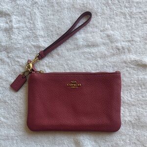 Coach Maroon Leather Wristlet